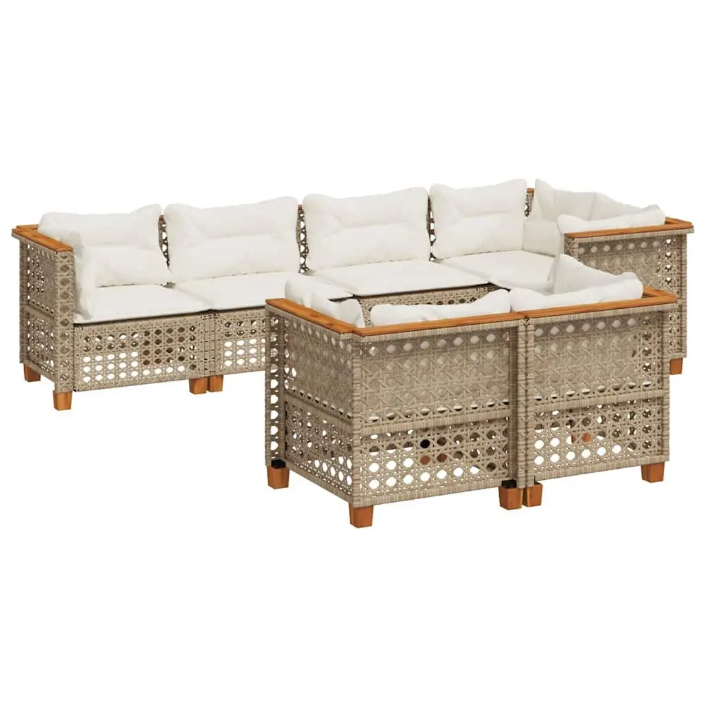 Garden Sofa Set Modular 7 Piece Outdoor Patio Furniture Beige Cushions