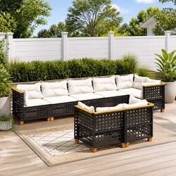 Garden Sofa Set 8 Piece Outdoor Furniture Patio Seating Black with Cushions