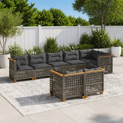 Garden Sofa Set 8 Piece Outdoor Patio Furniture Grey with Cushions Modular