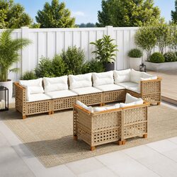 Garden Sofa Set 8 Piece Outdoor Furniture Patio Seating with Cushions Beige