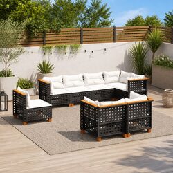 Garden Sofa Set 8 Piece Outdoor Furniture Patio Seating Black with Cushions