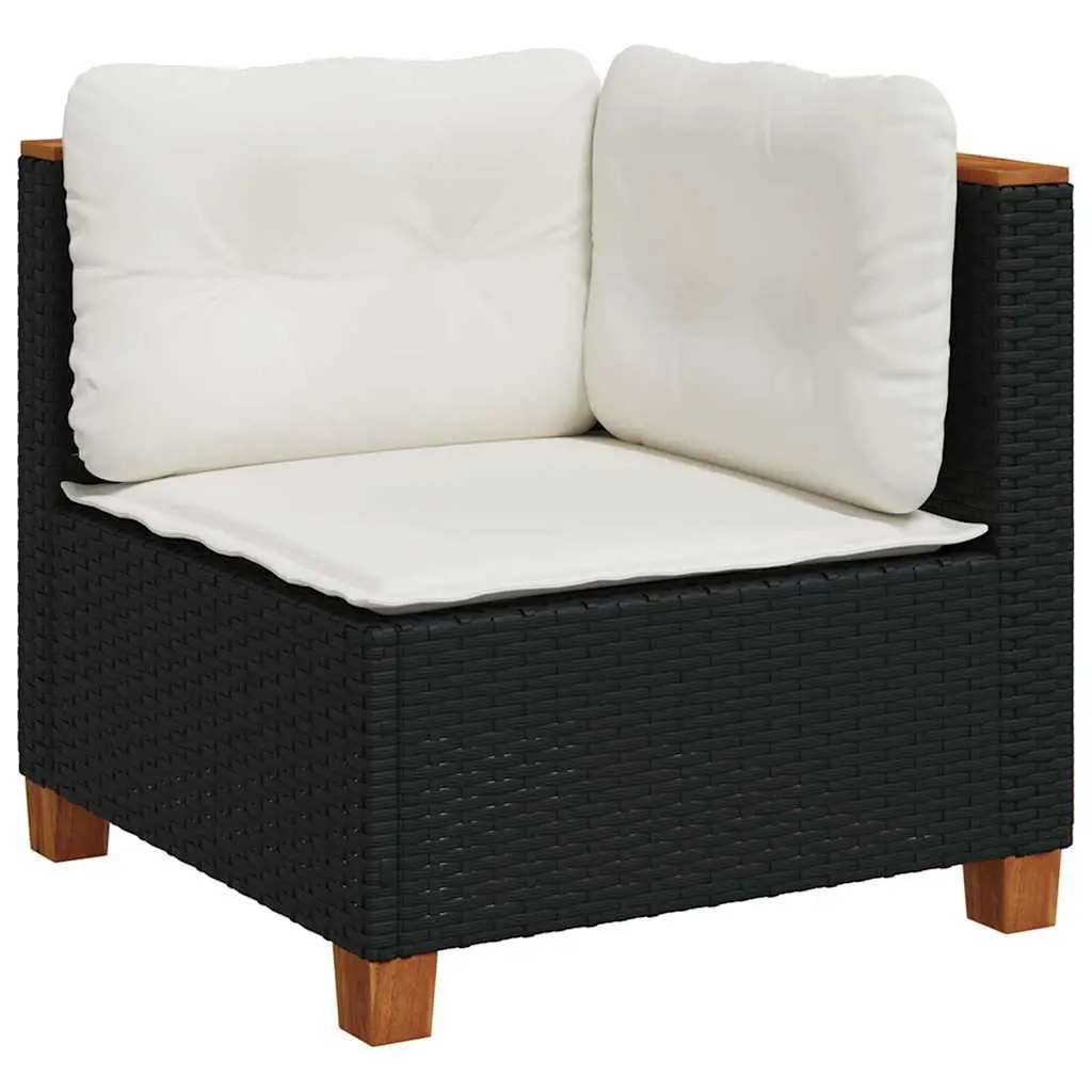 7 Piece Outdoor Garden Sofa Set with Cushions Black Rattan Patio Furniture