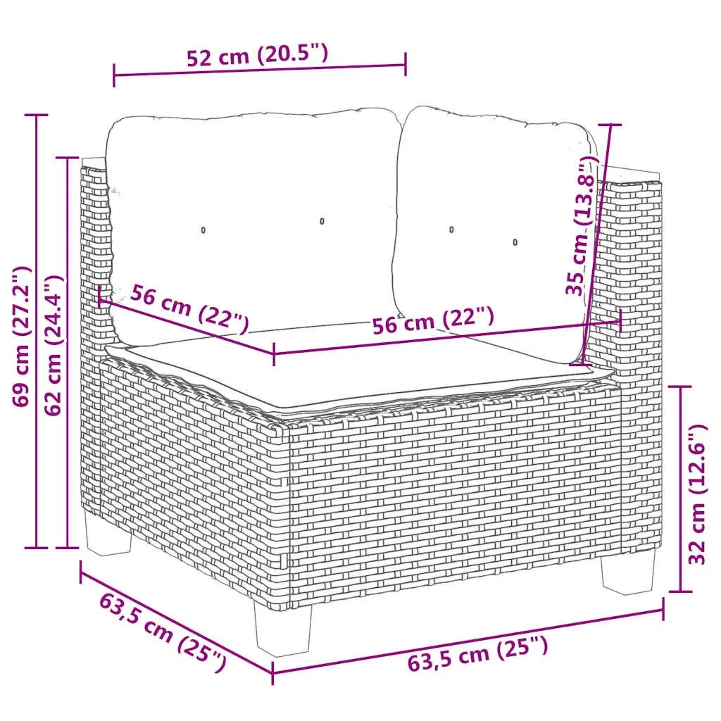 7 Piece Outdoor Garden Sofa Set with Cushions Black Rattan Patio Furniture