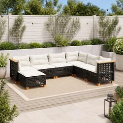Garden Sofa Set 7 Piece Outdoor Furniture Patio Black Rattan Modular Seating