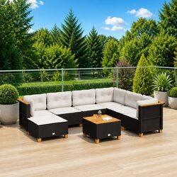 Garden Sofa Set 8 Piece Outdoor Furniture Patio Lounge with Cushions Black