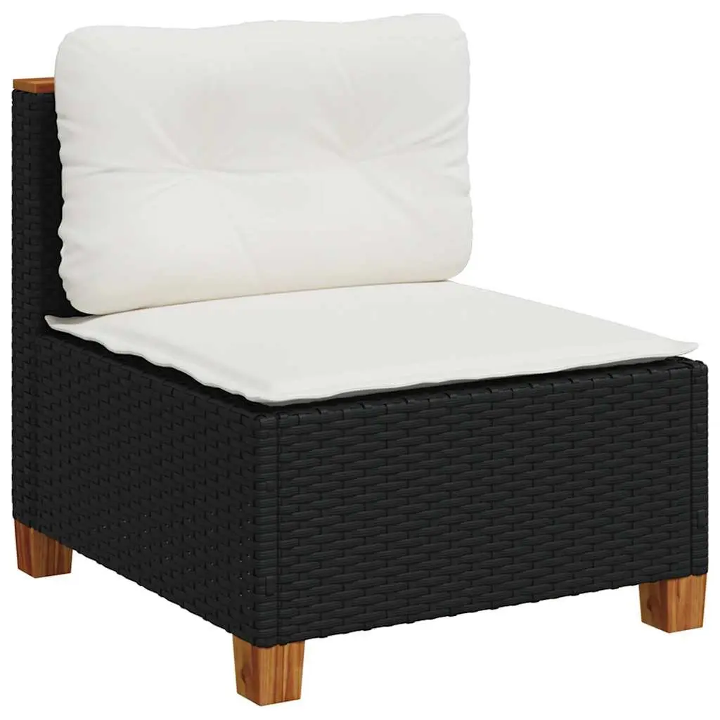 Garden Sofa Set 6 Piece Outdoor Furniture Black Poly Rattan Patio Seating