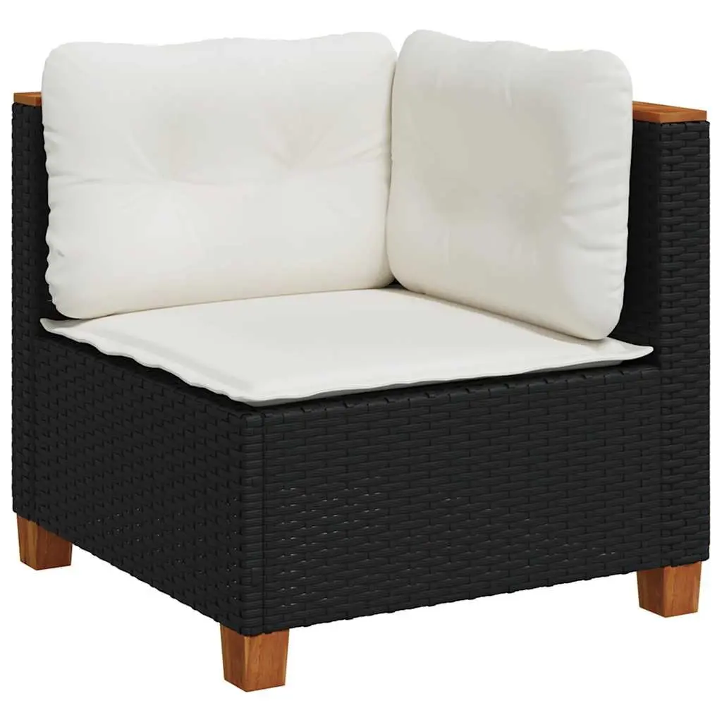 Garden Sofa Set 8 Piece Outdoor Furniture Black Poly Rattan Modular Cushioned