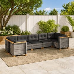 7 Piece Garden Sofa Set Outdoor Furniture Patio Lounge Cushions Grey