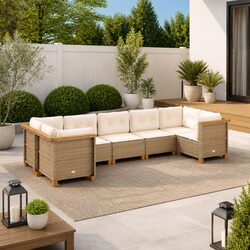 Garden Sofa Set 7 Piece Outdoor Furniture Patio Lounge Beige Modular Seating