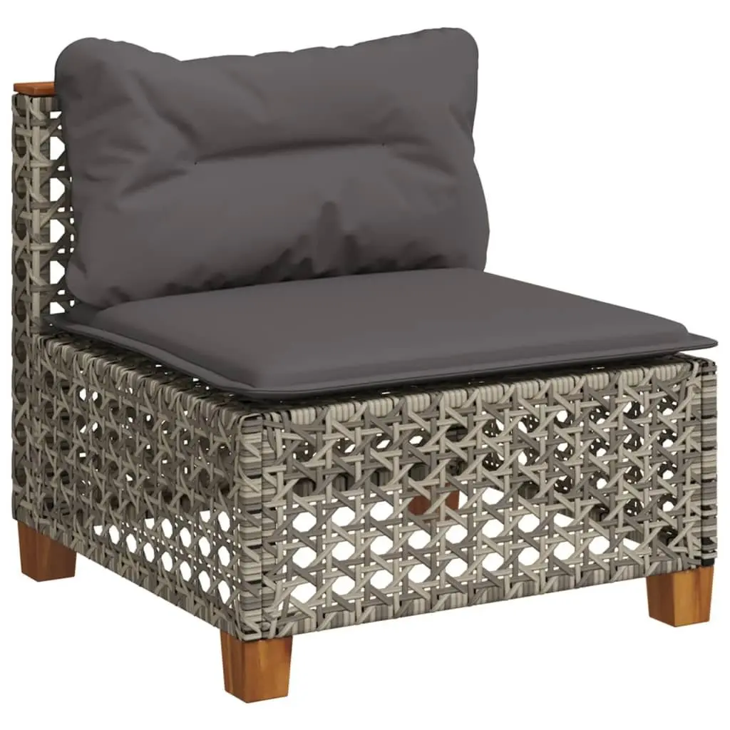 7 Piece Garden Sofa Set with Cushions Grey Poly Rattan Outdoor Patio Furniture