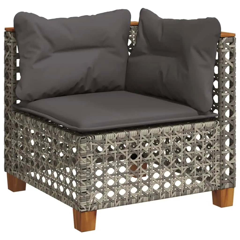 7 Piece Garden Sofa Set with Cushions Grey Poly Rattan Outdoor Patio Furniture