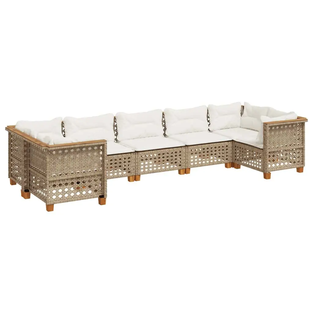 Outdoor Garden Sofa Set 7 Piece Patio Furniture with Cushions Beige Rattan