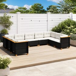 Garden Sofa Set 9 Piece Outdoor Furniture Patio Seating with Cushions Black