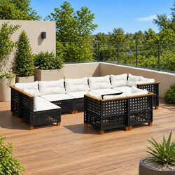 Outdoor Garden Sofa Set 9 Piece Patio Furniture with Cushions Black