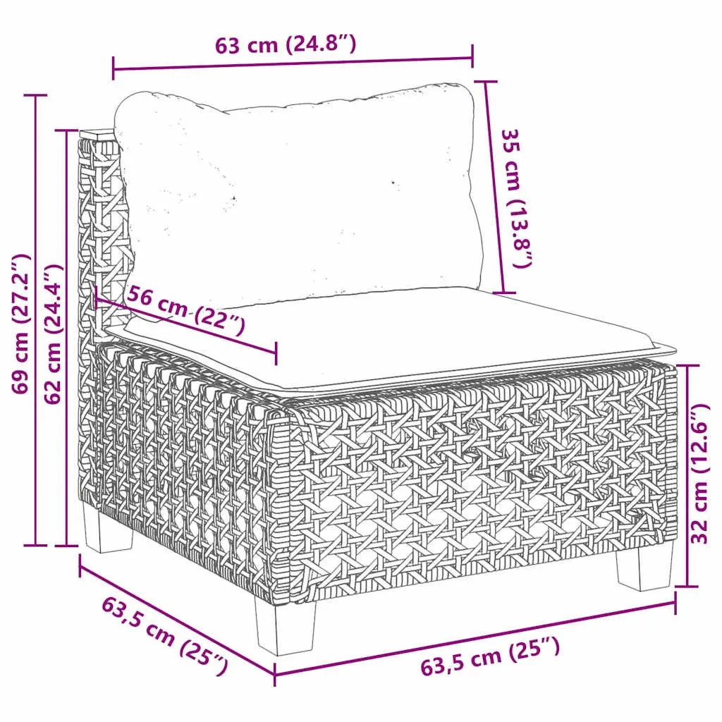 9 Piece Modular Outdoor Garden Sofa Set with Cushions Beige