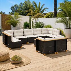 10 Piece Garden Sofa Set Outdoor Furniture Patio Lounge Seating Black with