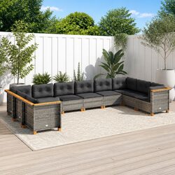 Garden Sofa Set 10 Piece Outdoor Furniture Grey Rattan Modular Patio Seating