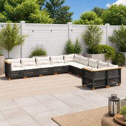 Outdoor Garden Sofa Set 10 Piece Modular Patio Furniture with Cushions Black