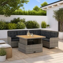 Garden Sofa Set 2 Piece Outdoor Furniture with Cushions Grey Poly Rattan Patio
