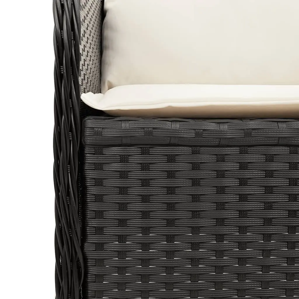 3 Piece Garden Lounge Set Black Outdoor Furniture with Cushions Patio Seating
