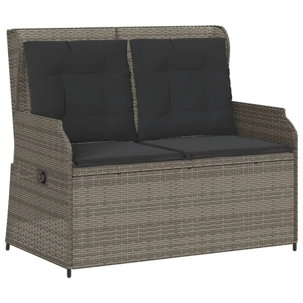 Garden Lounge Set 3 Piece Outdoor Furniture Grey PE Rattan Adjustable Backrest with Cushions