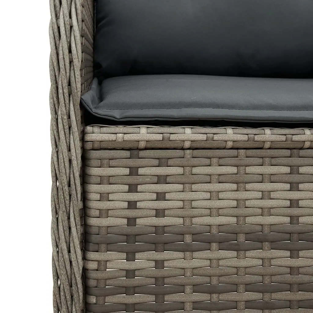 Garden Lounge Set 3 Piece Outdoor Furniture Grey PE Rattan Adjustable Backrest with Cushions