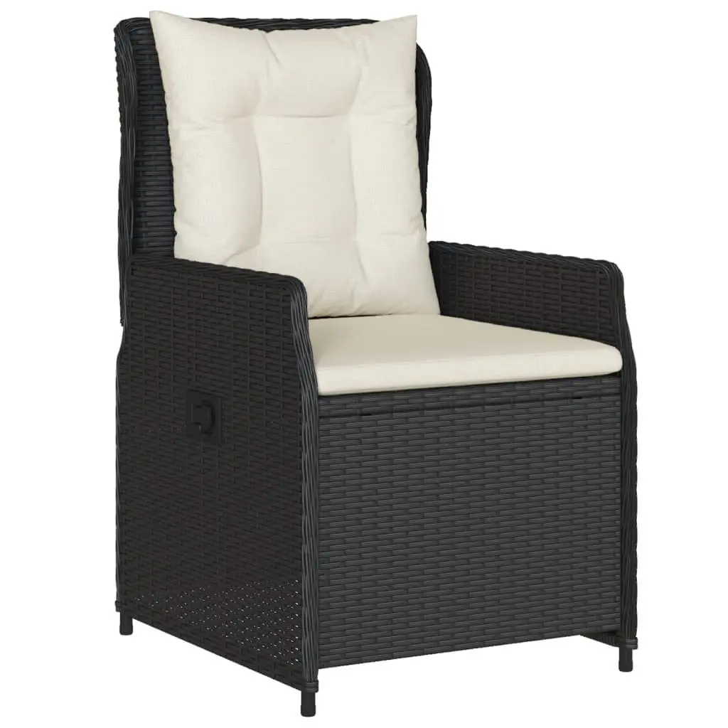 5 Piece Garden Dining Set Black Poly Rattan Outdoor Furniture with Cushions
