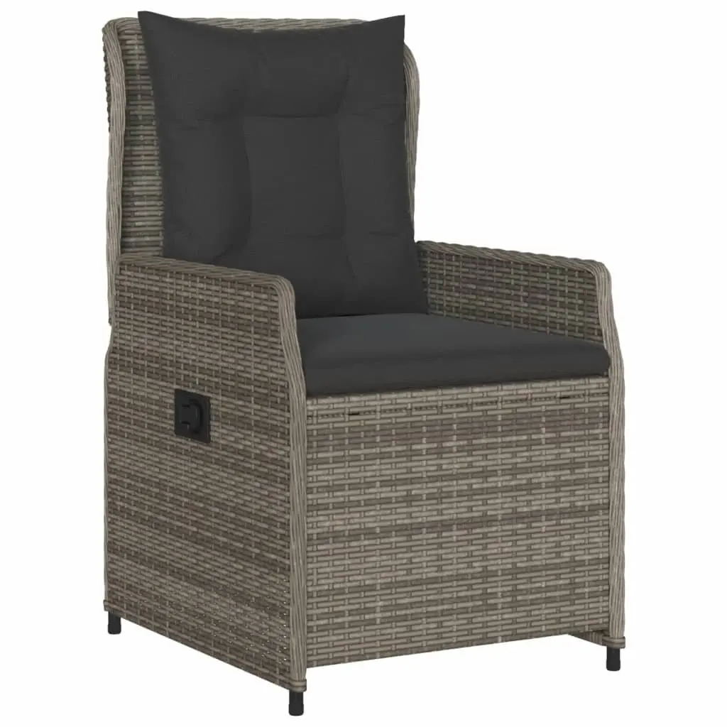 Outdoor Dining Set 5 Piece Grey Poly Rattan Garden Furniture with Cushions