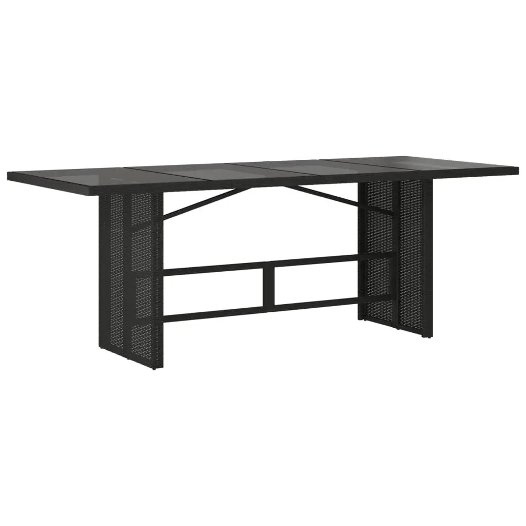 7 Piece Outdoor Dining Set Black Poly Rattan Garden Furniture with Cushions
