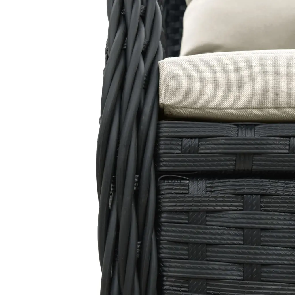 7 Piece Outdoor Dining Set Black Poly Rattan Garden Furniture with Cushions
