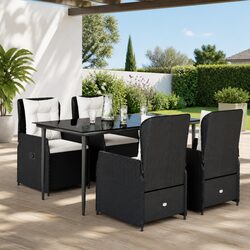 Garden Dining Set 5 Piece Black Poly Rattan Outdoor Furniture Patio Table Chairs