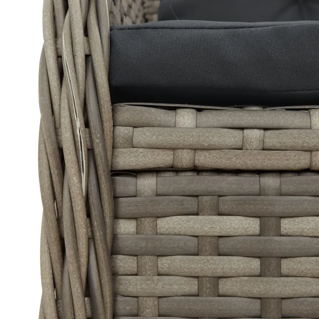 Garden Dining Set 3 Piece Grey Poly Rattan Outdoor Furniture Patio Table Chairs