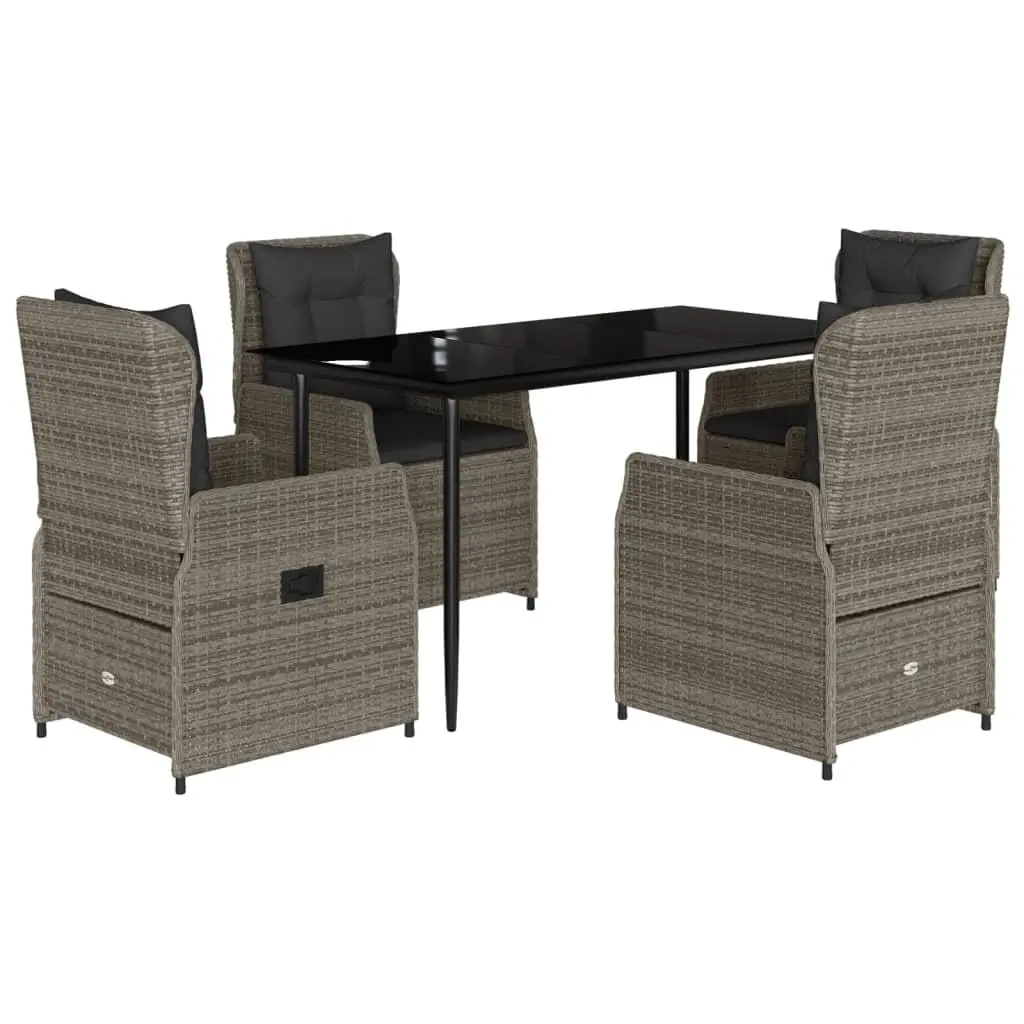 Garden Dining Set 5 Piece Outdoor Furniture Grey Poly Rattan Table Chairs