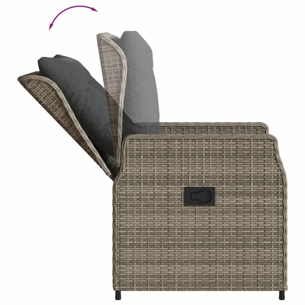 5 Piece Garden Dining Set Outdoor Furniture Grey Poly Rattan with Cushions Patio