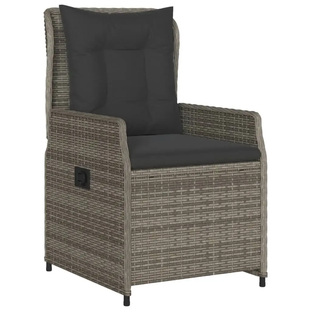 Outdoor Dining Set 7 Piece Garden Furniture Grey Poly Rattan with Cushions