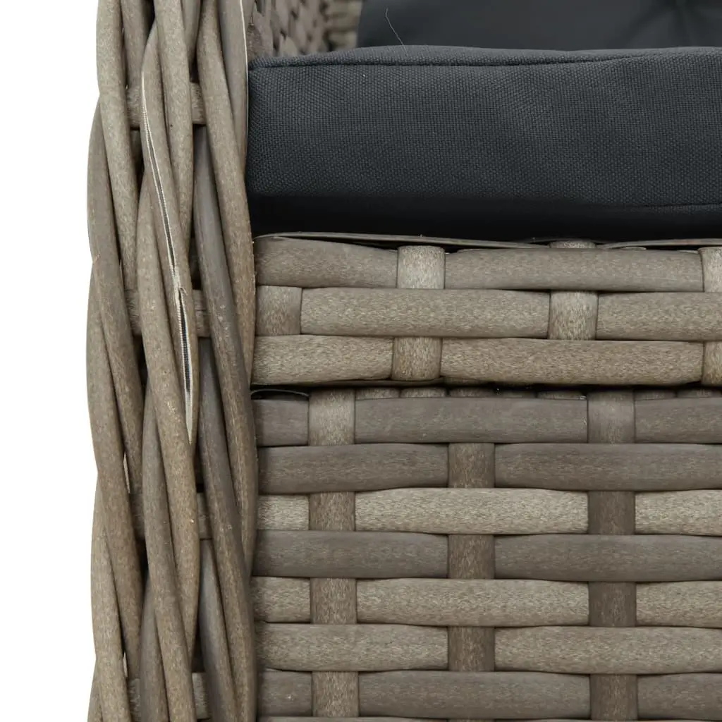 Outdoor Dining Set 7 Piece Garden Furniture Grey Poly Rattan with Cushions
