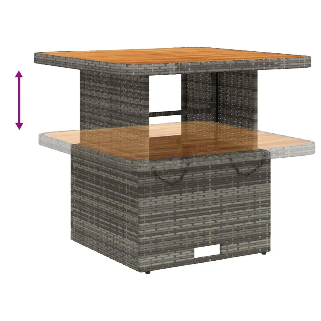 3 Piece Garden Dining Set with Cushions Grey Poly Rattan Adjustable Backrest