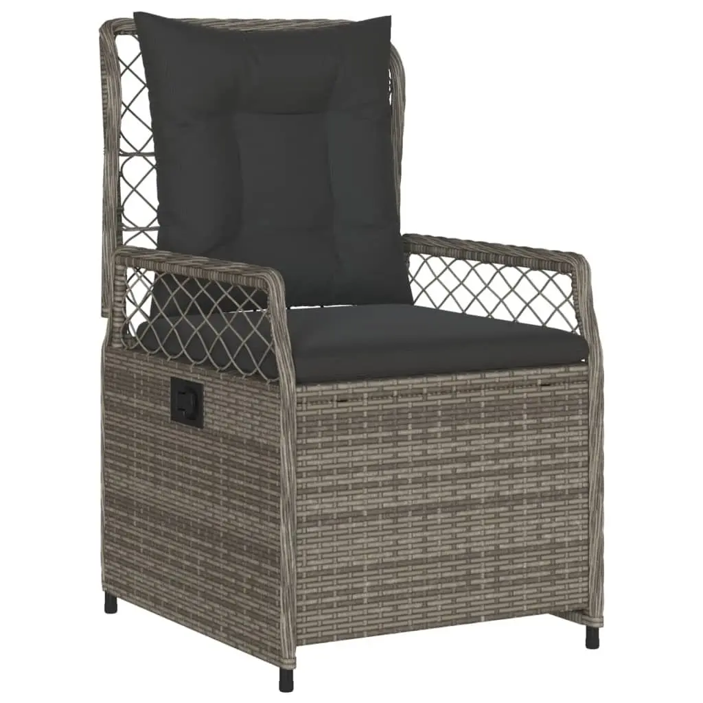 Garden Dining Set 5 Piece Outdoor Furniture Grey PE Rattan with Cushions and Adjustable Acacia Wood Tabletop