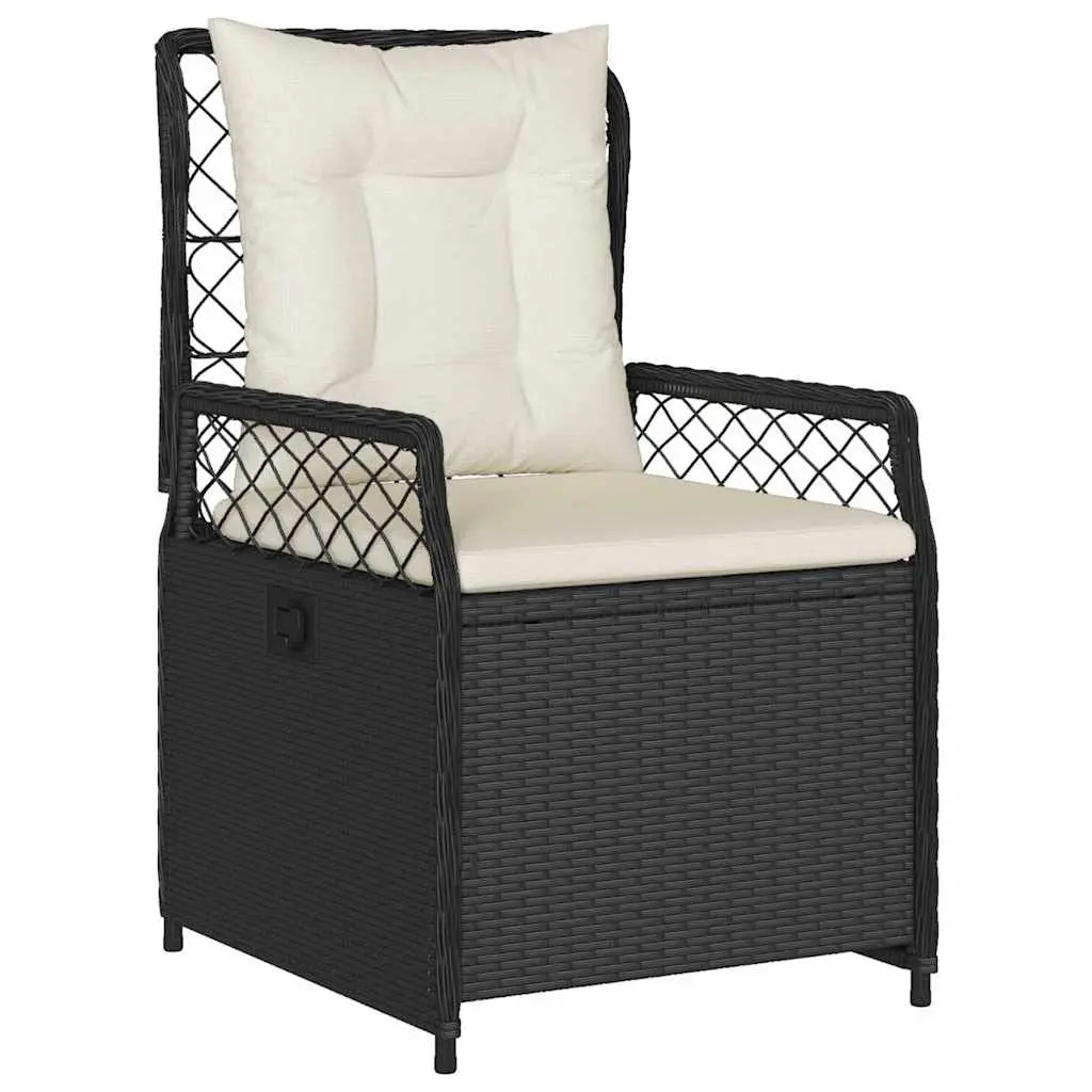 5 Piece Outdoor Dining Set Black Poly Rattan Garden Furniture Patio Table Chairs