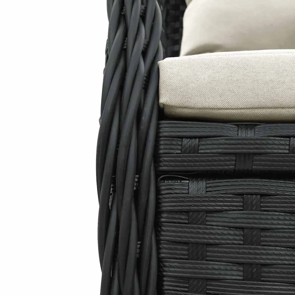 5 Piece Garden Dining Set Black Poly Rattan Outdoor Furniture Patio Table Chairs