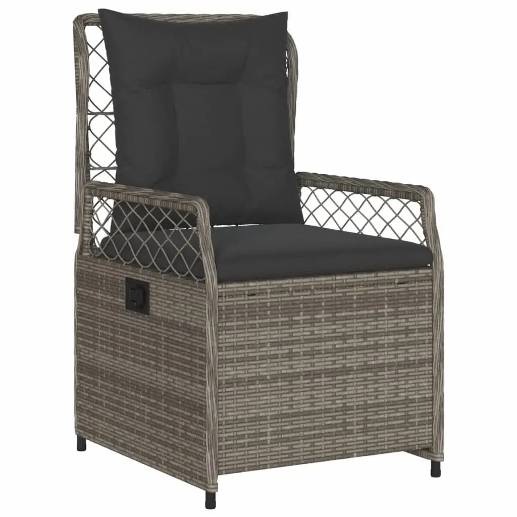 Garden Dining Set 3 Piece Outdoor Furniture Grey Poly Rattan with Cushions