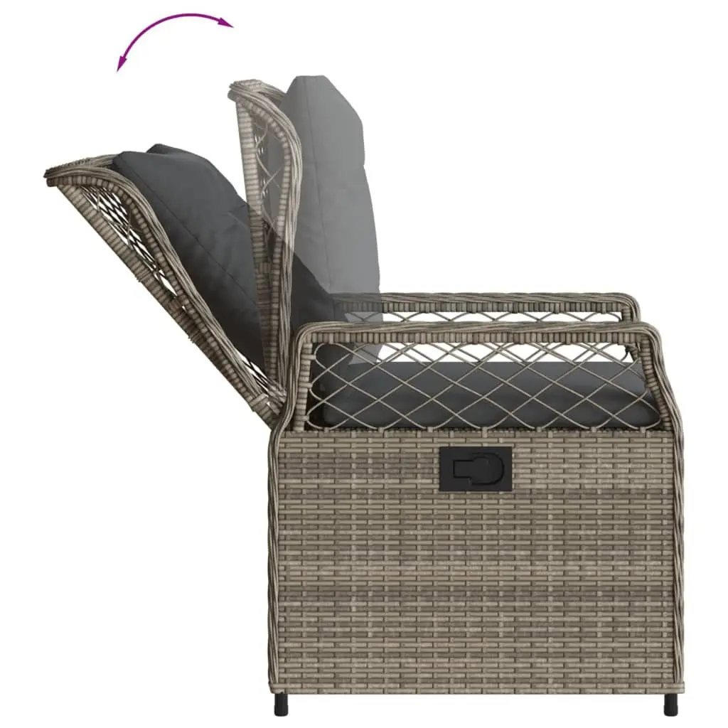 7 Piece Garden Dining Set Grey Poly Rattan Outdoor Furniture with Cushions