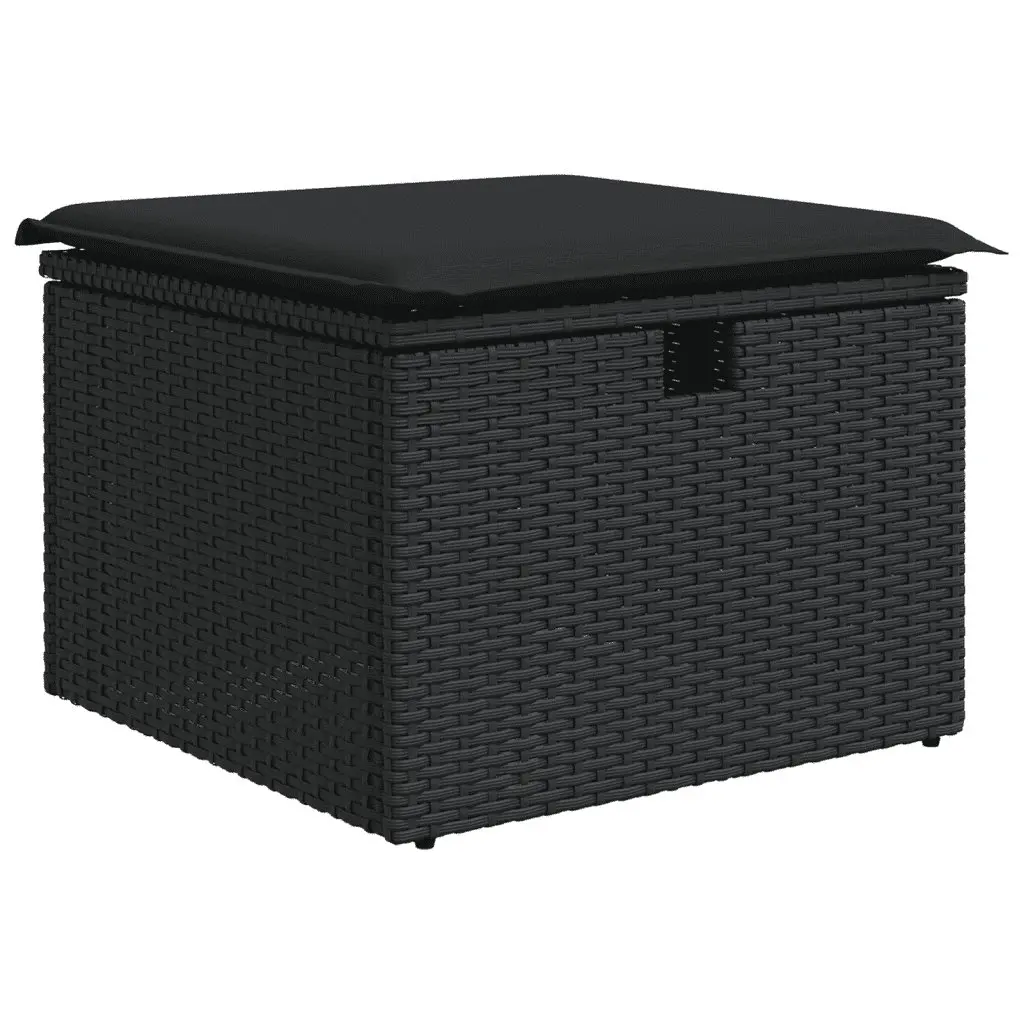 7 Piece Garden Sofa Set Outdoor Patio Furniture Black Poly Rattan Cushions