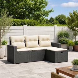Garden Sofa Set 4 Piece Outdoor Furniture Patio Lounge Black Modular Cushions