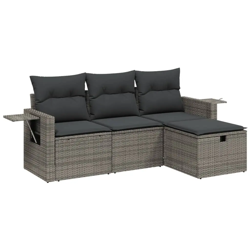 4 Piece Garden Sofa Set with Cushions Grey Outdoor Patio Furniture Modular