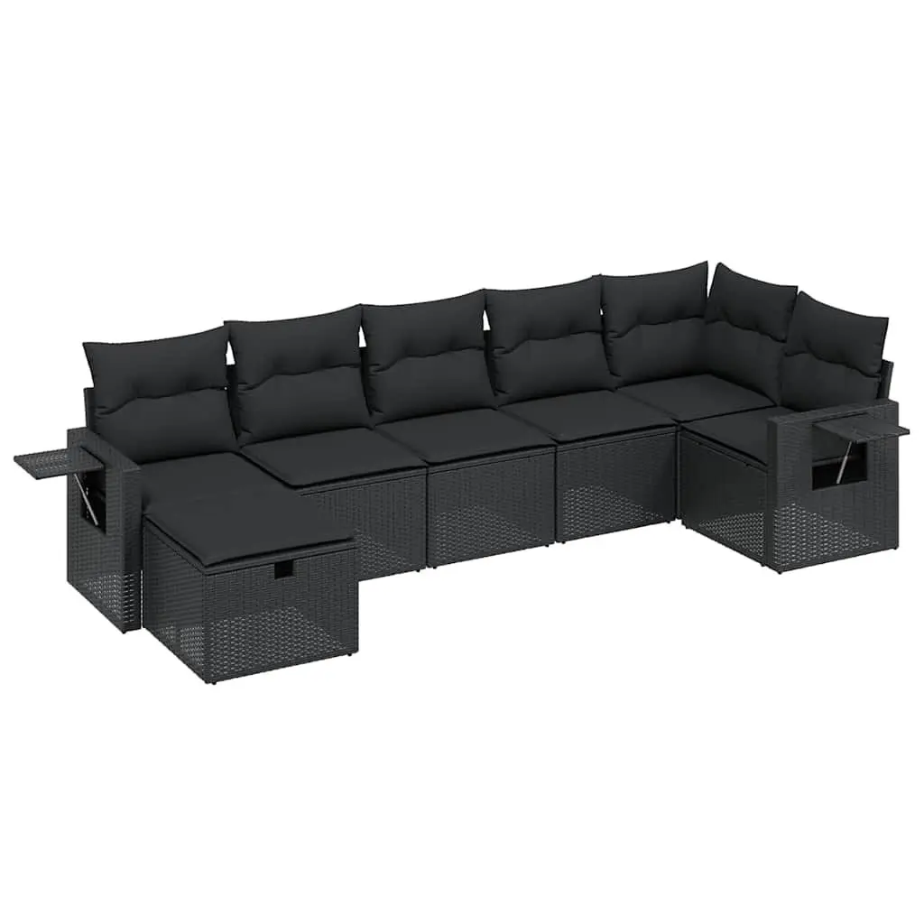 7 Piece Outdoor Garden Sofa Set Patio Furniture with Cushions Black Modular