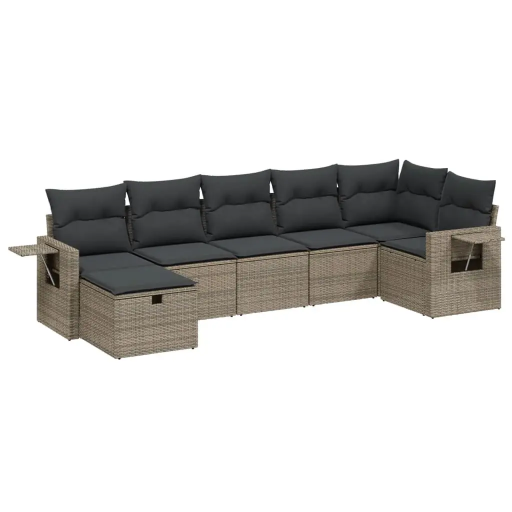 7 Piece Garden Sofa Set with Cushions Grey Outdoor Patio Furniture Modular