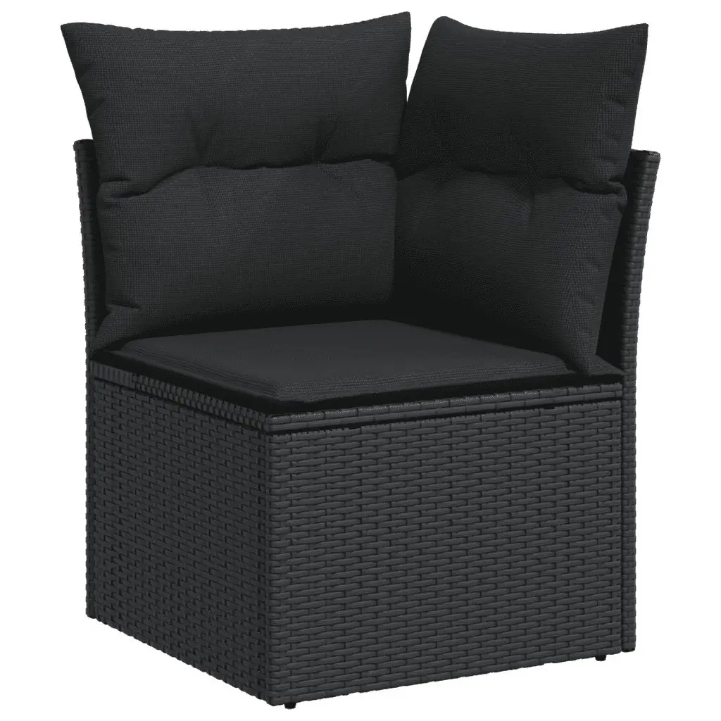 7 Piece Garden Sofa Set Outdoor Patio Furniture Black Poly Rattan with Cushions