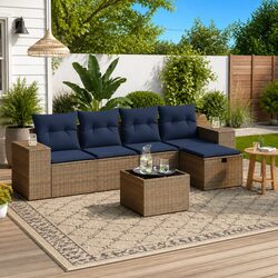 Garden Sofa Set 6 Piece Outdoor Furniture Patio Lounge Grey Poly Rattan Modular