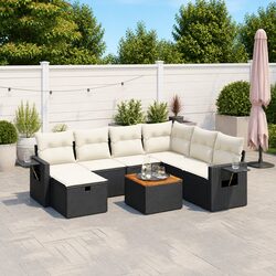 Garden Sofa Set 8 Piece Outdoor Furniture Patio Seating Black Poly Rattan
